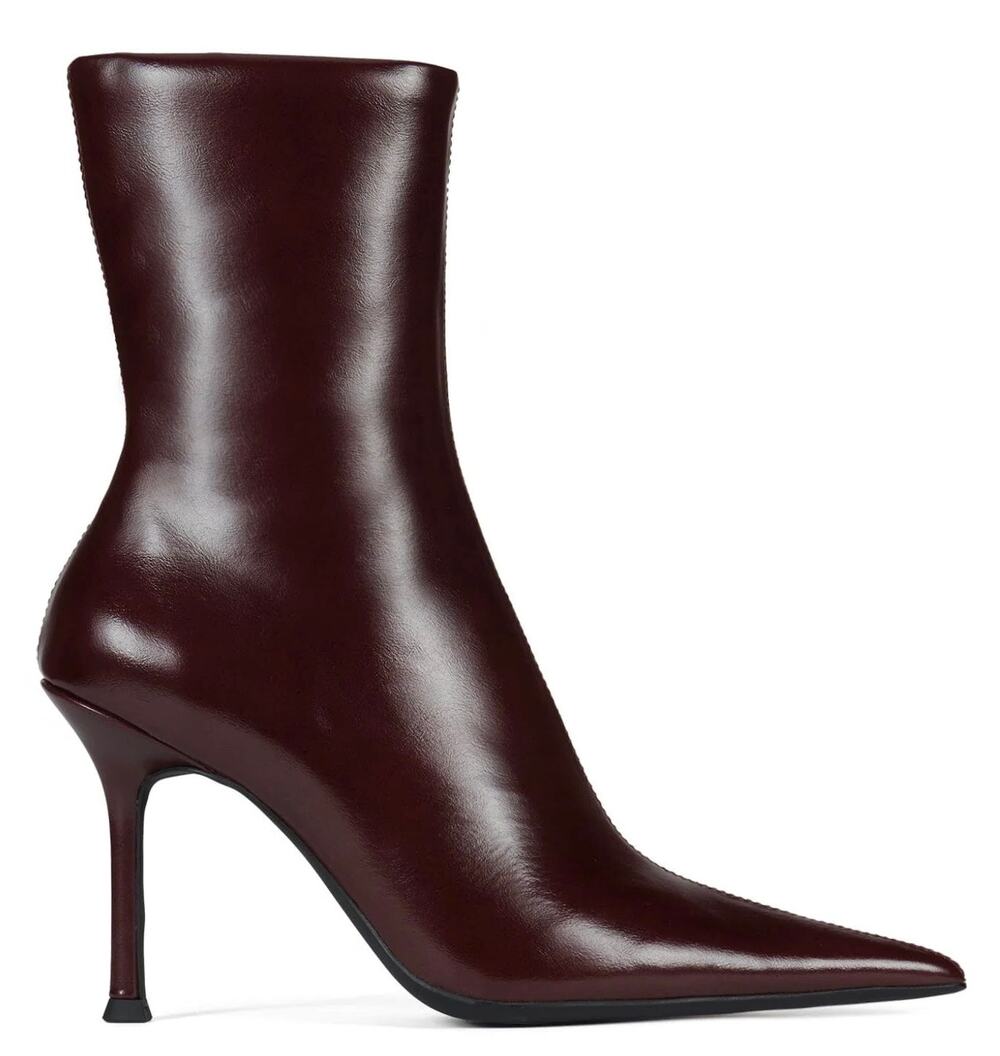 Jeffrey Campbell Daring-2 Wine Wax Burgundy Pointed Toe Stiletto Ankle Boots 8